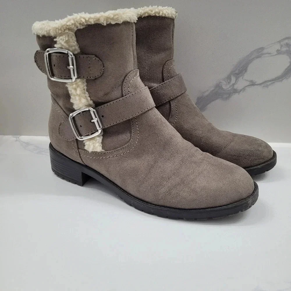 Unisa Taupe Fur Lined Ankle Bootie